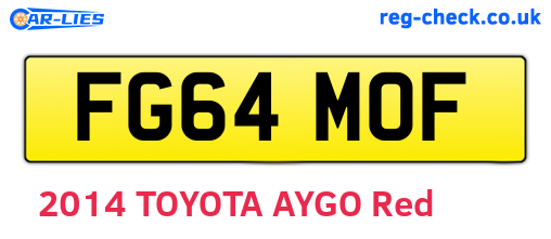 FG64MOF are the vehicle registration plates.