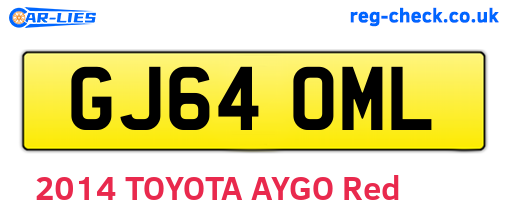 GJ64OML are the vehicle registration plates.