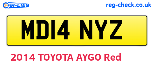MD14NYZ are the vehicle registration plates.