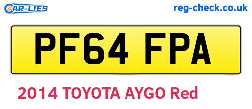 PF64FPA are the vehicle registration plates.