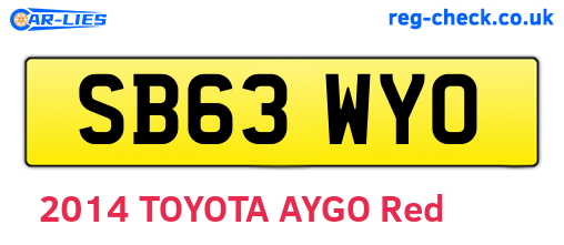 SB63WYO are the vehicle registration plates.