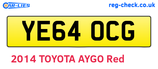 YE64OCG are the vehicle registration plates.