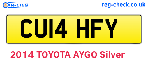 CU14HFY are the vehicle registration plates.