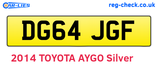 DG64JGF are the vehicle registration plates.