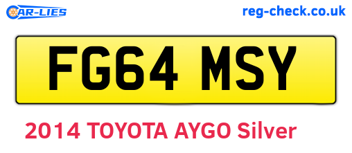FG64MSY are the vehicle registration plates.