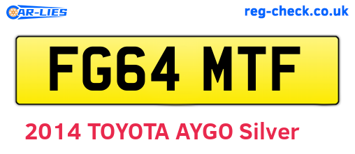 FG64MTF are the vehicle registration plates.