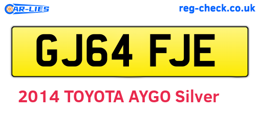 GJ64FJE are the vehicle registration plates.