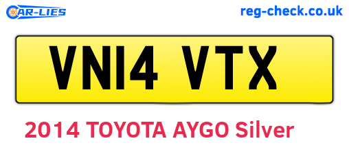 VN14VTX are the vehicle registration plates.