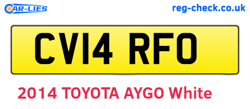 CV14RFO are the vehicle registration plates.