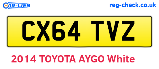 CX64TVZ are the vehicle registration plates.