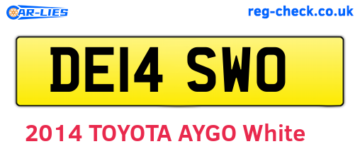 DE14SWO are the vehicle registration plates.