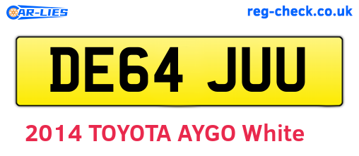 DE64JUU are the vehicle registration plates.