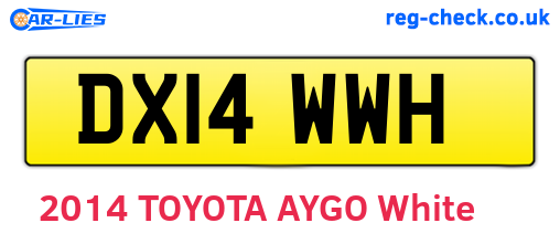 DX14WWH are the vehicle registration plates.