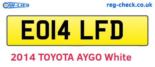 EO14LFD are the vehicle registration plates.