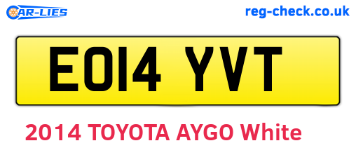EO14YVT are the vehicle registration plates.