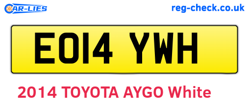 EO14YWH are the vehicle registration plates.