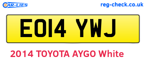 EO14YWJ are the vehicle registration plates.