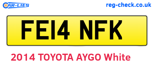 FE14NFK are the vehicle registration plates.