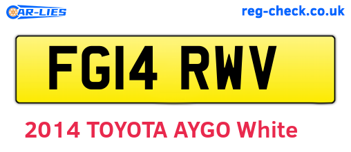 FG14RWV are the vehicle registration plates.