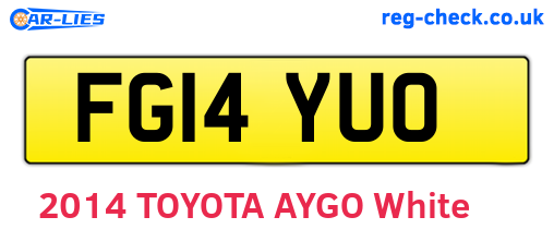 FG14YUO are the vehicle registration plates.