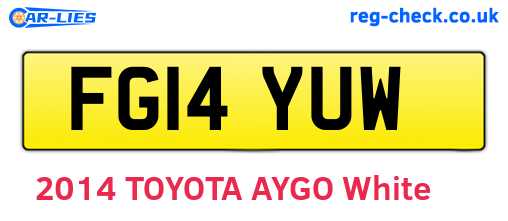 FG14YUW are the vehicle registration plates.