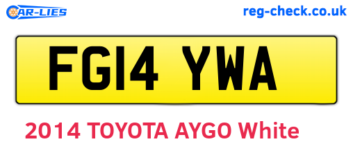FG14YWA are the vehicle registration plates.