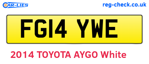 FG14YWE are the vehicle registration plates.