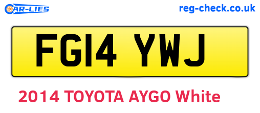 FG14YWJ are the vehicle registration plates.