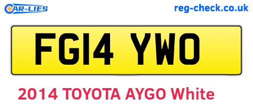 FG14YWO are the vehicle registration plates.