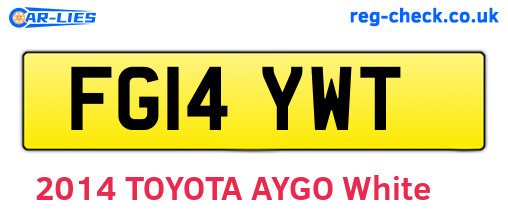 FG14YWT are the vehicle registration plates.