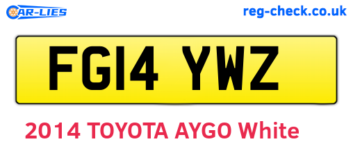 FG14YWZ are the vehicle registration plates.