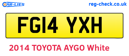 FG14YXH are the vehicle registration plates.