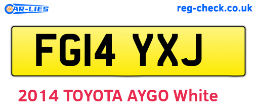 FG14YXJ are the vehicle registration plates.