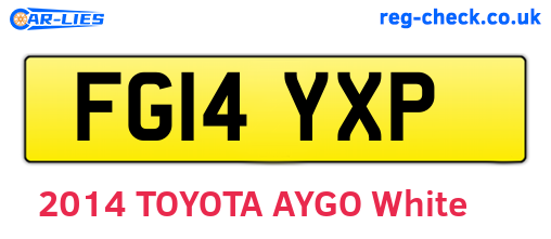 FG14YXP are the vehicle registration plates.