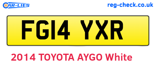 FG14YXR are the vehicle registration plates.