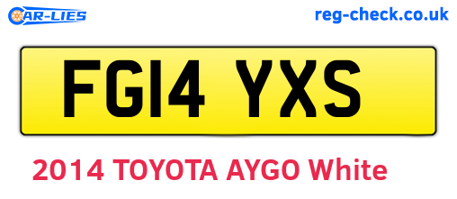 FG14YXS are the vehicle registration plates.