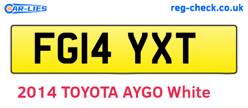 FG14YXT are the vehicle registration plates.