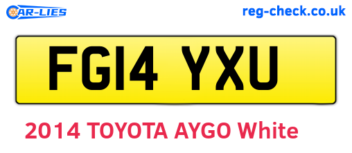 FG14YXU are the vehicle registration plates.
