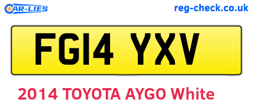 FG14YXV are the vehicle registration plates.