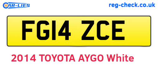 FG14ZCE are the vehicle registration plates.