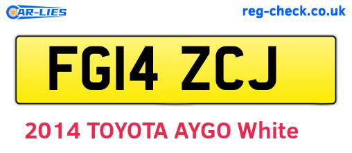 FG14ZCJ are the vehicle registration plates.
