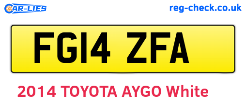 FG14ZFA are the vehicle registration plates.