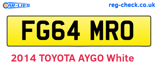 FG64MRO are the vehicle registration plates.