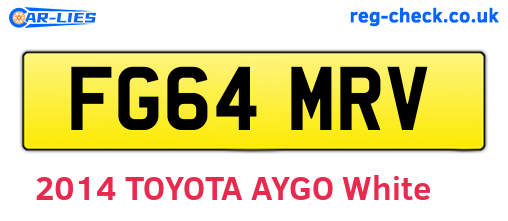 FG64MRV are the vehicle registration plates.