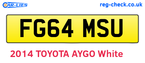 FG64MSU are the vehicle registration plates.
