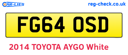 FG64OSD are the vehicle registration plates.