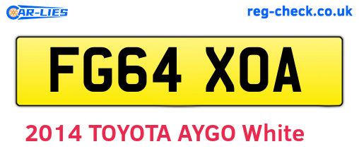 FG64XOA are the vehicle registration plates.