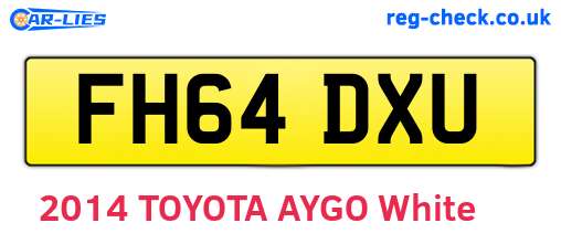 FH64DXU are the vehicle registration plates.