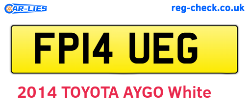 FP14UEG are the vehicle registration plates.