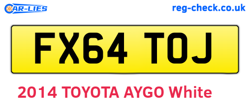 FX64TOJ are the vehicle registration plates.